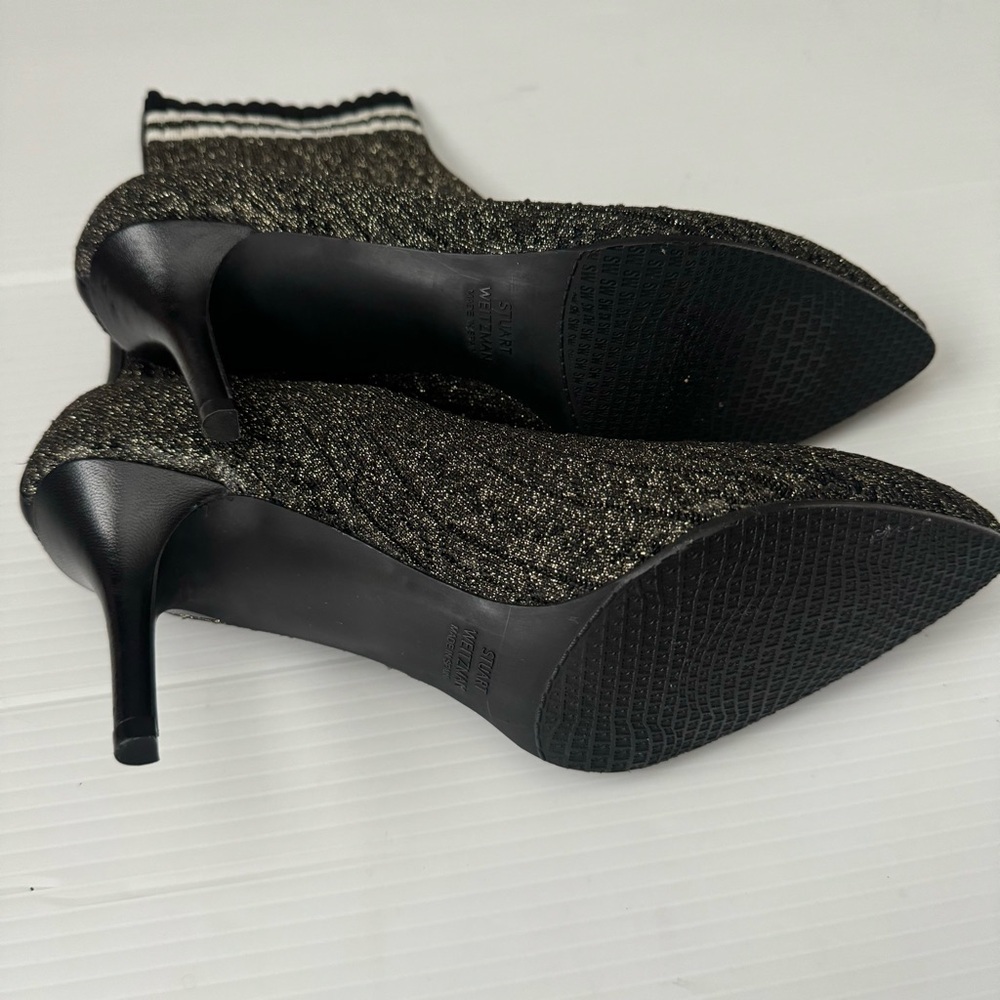 Stuart Weitzman Waverly Sock Knit Ankle Booties Kitten Heel Size 9.5 - Picture 11 of 13
